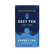 Zest Tea Premium Energy Hot Tea, High Caffeine Blend 15 Count (Pack of 1)