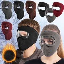 Fleece Warm Winter Balaclava Face Mask With Anti-Fog Goggles Windproof Skull Cap