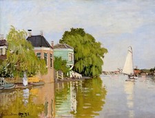 CLAUDE MONET CANVAS PICTURE PRINT WALL ART - Houses on the Achterzaan