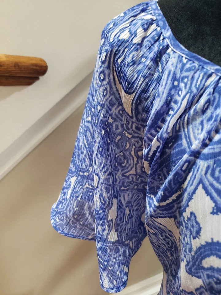 St. John’s Bay 女式蓝色 100% 聚酯纤维短袖低圆领上衣 1X — 第 4/4 张图片