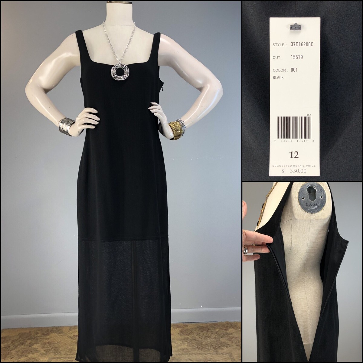 Vtg 90s Dress Grunge Minimalist Designer ANNE KLEIN II Wool Open