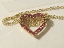 Heart Shape Necklace Lab Created Ruby with Sterling Silver Chain