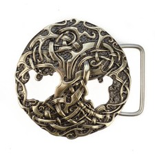 World Tree german silver belt buckle, Scandinavian Nordic Celtic runic Tree