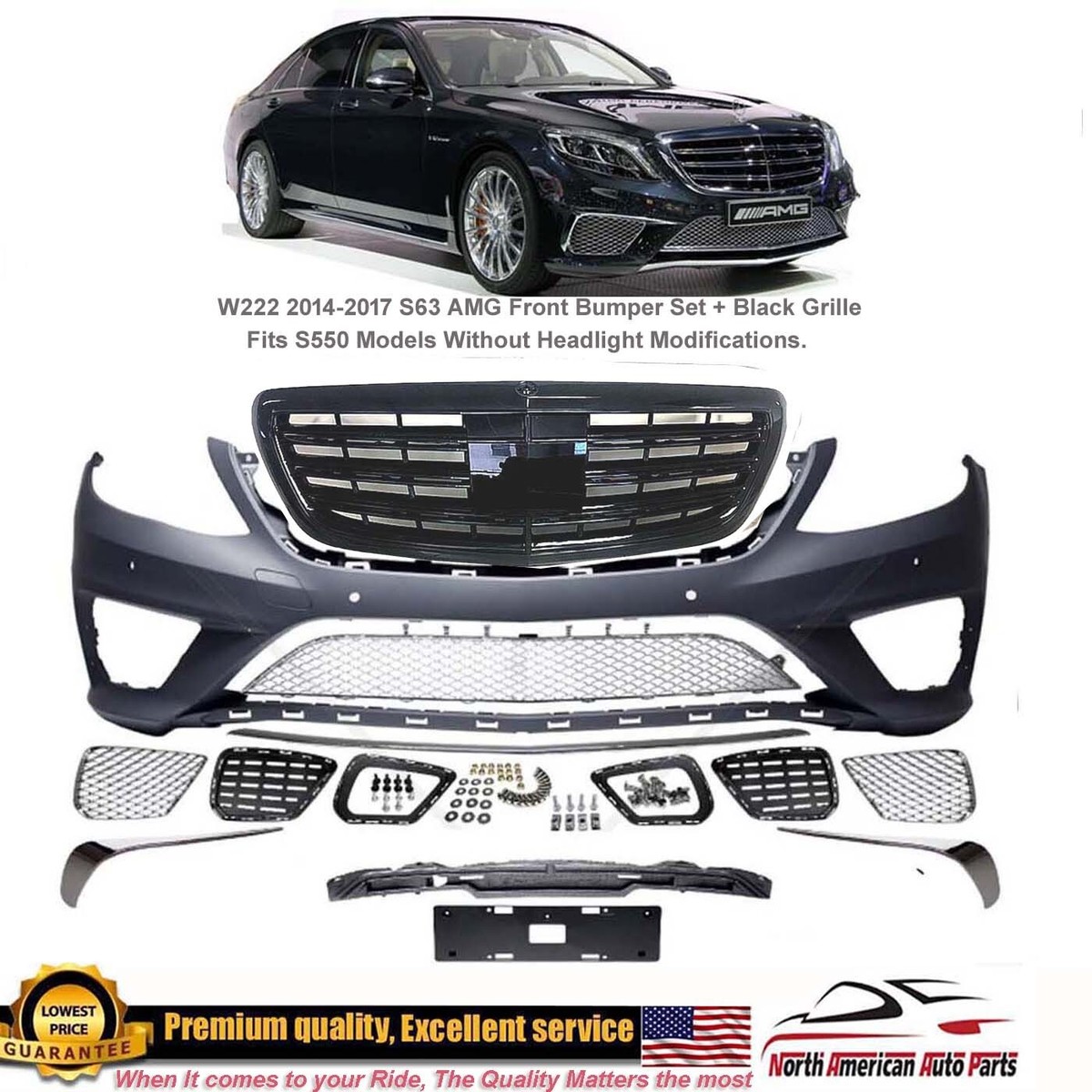 Evan-Fischer Front Passenger Side Valance For 2014-2015 Mercedes-Benz S63 AMG Sedan