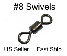 Swivels #8 40Lb Test Mini Rolling Fishing Barrel Swivel Black Nickel +Free Ship