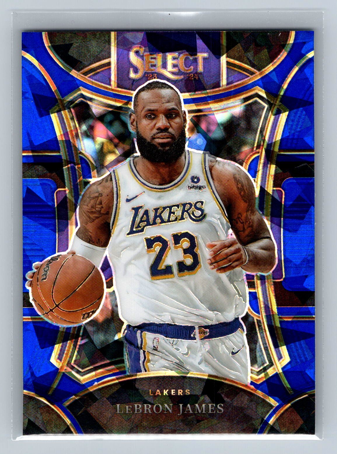 2023-24 Panini Select LeBron James #335 Blue Cracked Ice Prizms Lakers