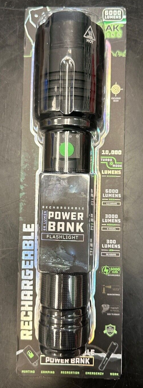 Kodiak 6000 Lumens LED Focusing Flashlight Rechargeable Power Bank