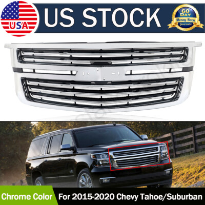 Front Upper Chrome Grille For 2015-2020 Chevy Tahoe & Suburban LTZ Style – Horizontal Billet
