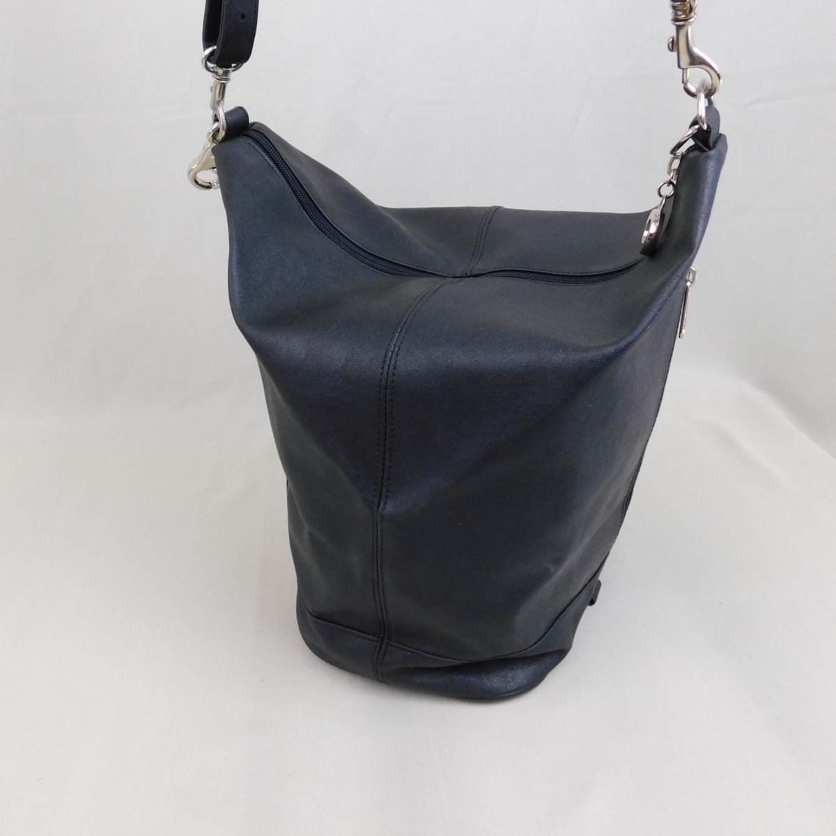 Liz Claiborne Vivid Vinyl Bucket Bag - Black, Silver Tone Hardware