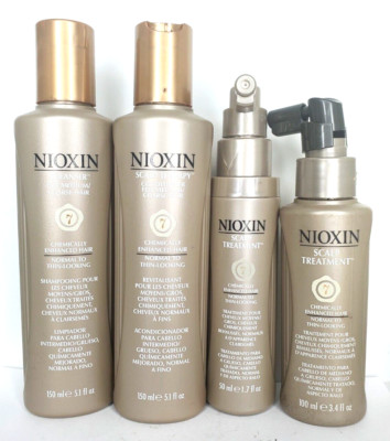4 Pc Combo Nioxin 7 CLEANSER Conditioner 5.1 oz Ea SCALP TREATMENT 3.4 oz 1.7oz