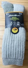 2 Pair Eddie Bauer Men's Wool Blend Thermal Crew Socks Fits Shoe Sz 6-12 NEW