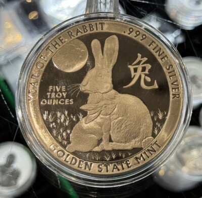 5 Troy Oz Year Of The RABBIT .999 FINE SILVER Chinese Zodiac