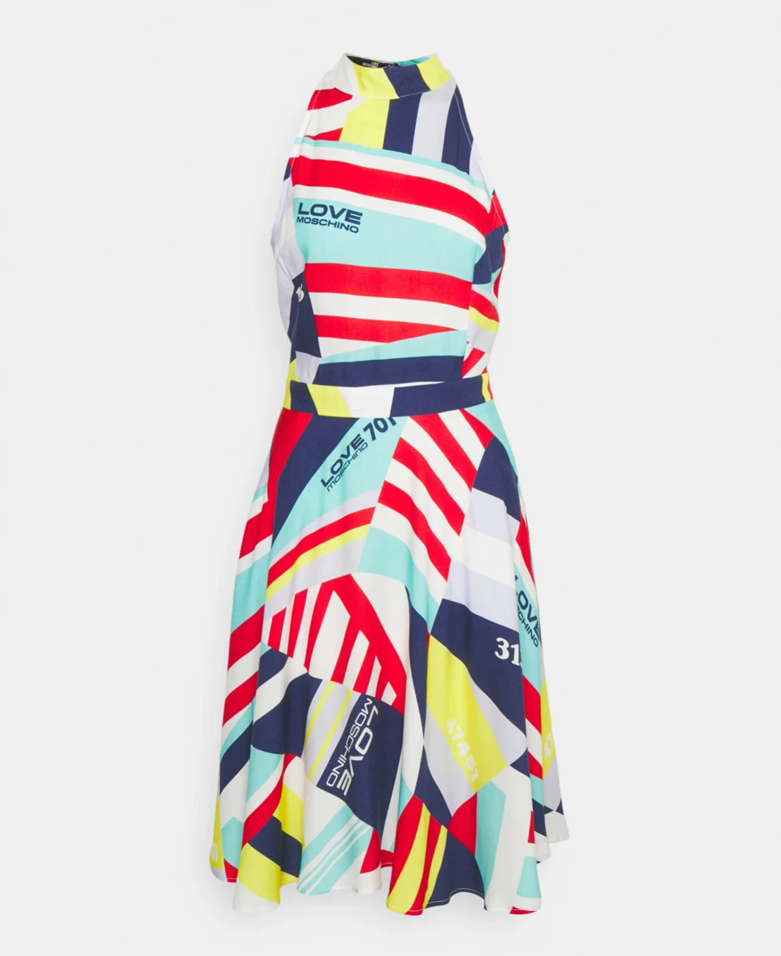 Moschino Abito Multicolore Stampa Astratta Cotone Lunghezza Ginocchio XS UK6 IT38