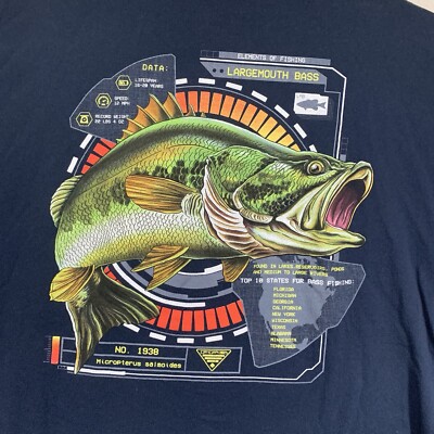 Large Mouth Bass Mens XL T Shirt Columbia PFG Big Back Fish