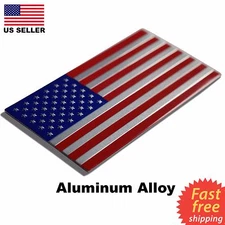 ALUMINUM US Flag Sticker 3D Emblem Decal Patriotic Auto, Car, Truck 3.15"x1.75"
