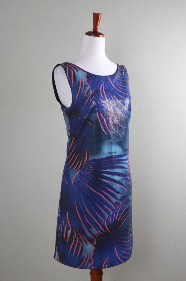 Vestido JUST CAVALLI Roberto Cavalli $541 Lentejuelas Adornado Palma Estampado Talla 40 Foto 2 de 4