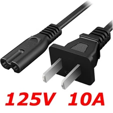 WALL POWER CORD  WELL-SHIN WS-027 125V 10A E115330 2 Round Prongs 3C05D