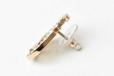 CHANEL★ピアス★Clover CHANEL Pierce CHANEL Pierce CC mark/clover motif rhinestone gold