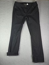McDonalds Uniform Pants Womens Size 12 Black Jeans Denim Stretch Adjustable Cuff