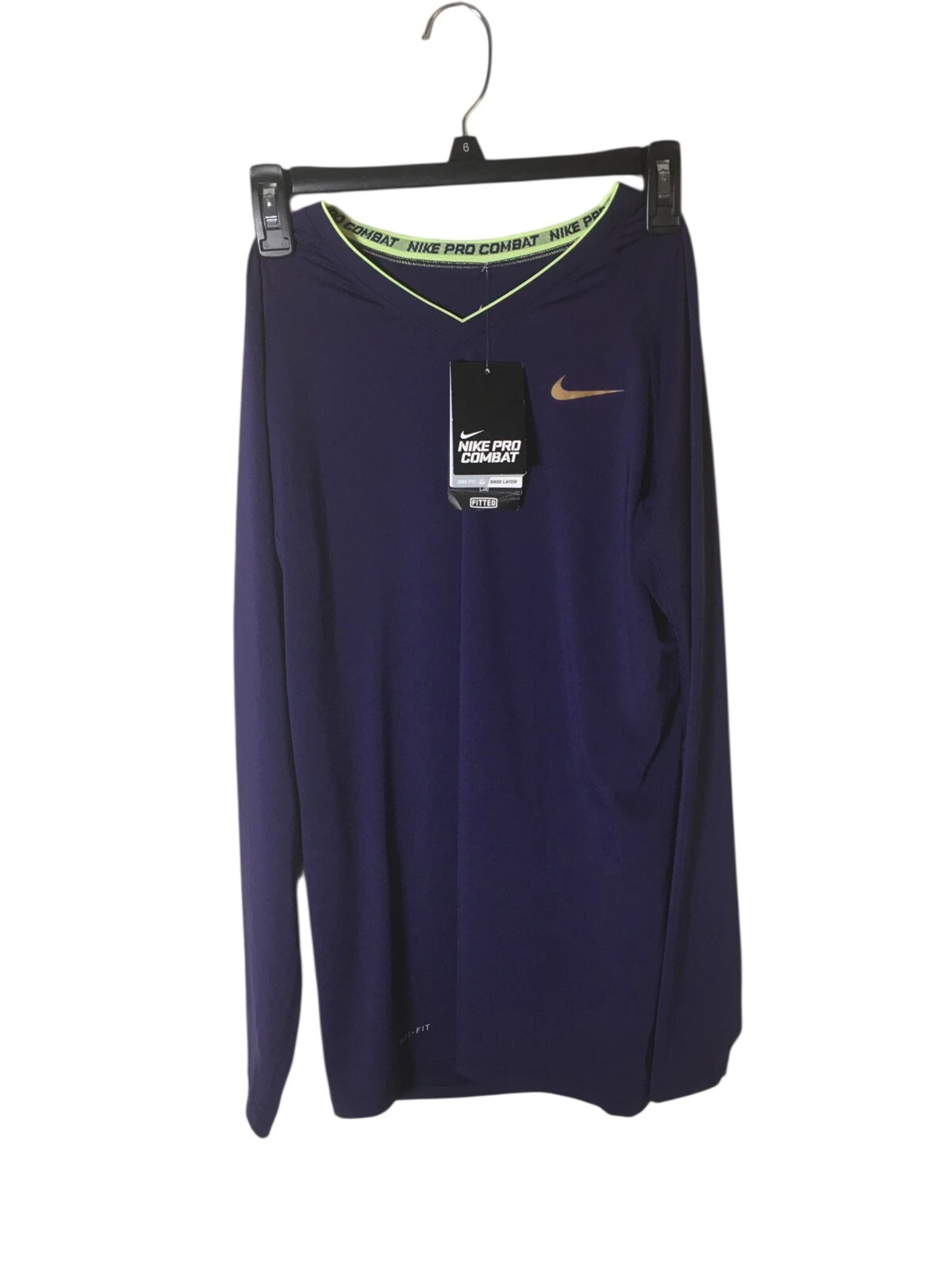 Nike Baselayer Top Women's Size Large Purple Pro Combat Dri-Fit Fitted