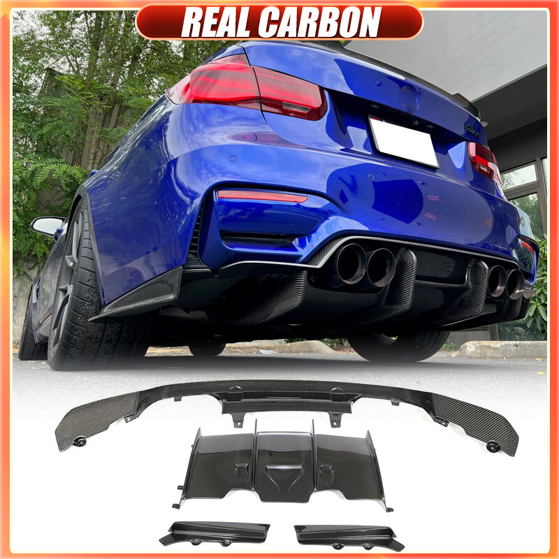 For BMW F80 M3 F82 F83 M4 2014-19 Real Carbon Rear Bumper Diffuser
