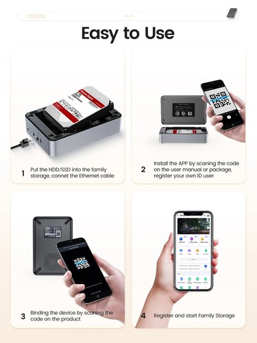 ORICO Household Storage Type-C Port 3.5'' HDD/SSD Network Attached Storage - Picture 6 of 6