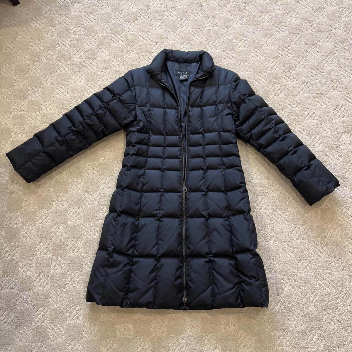 Searle Puffer Coat Jacket Goose Down Quilted Size 4 Double Zipper Women’s