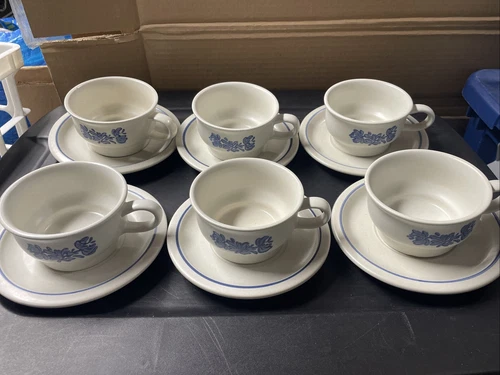 Pfaltzgraff Yorktowne USA Vintage Flat Cup Coffee Soup Chili Mug Bowl 12PC Set