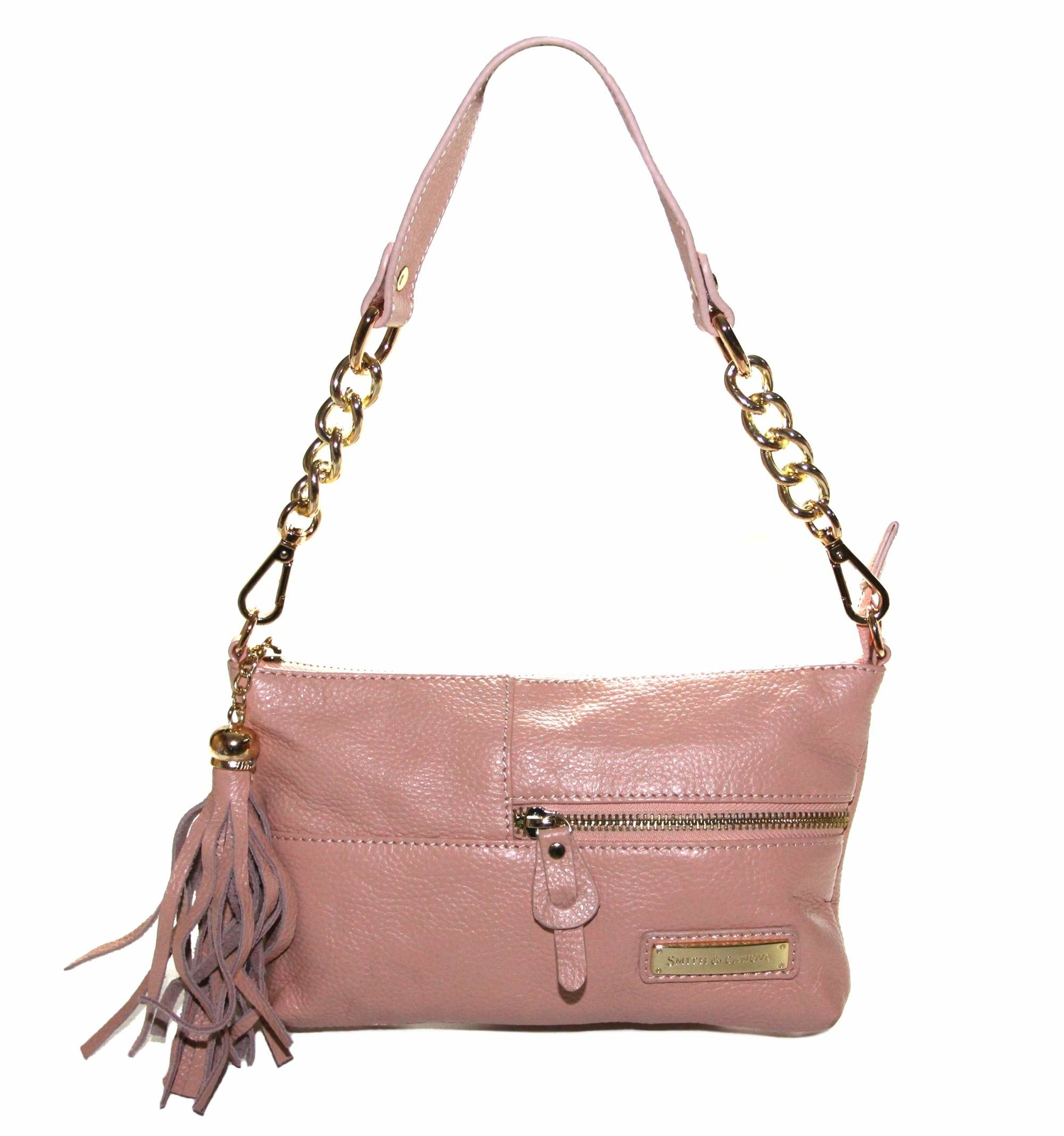 Smith and Canova Womens Pink Genuine Leather Crossbody Shoulder Bag Handbag
