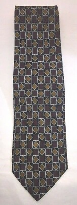 NOS Robert Talbott Bunce Brothers Shades Brown Geometric Neck Tie 56'' Long