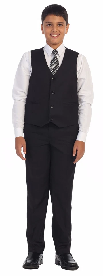 Magen Niños Niños Ajuste Ajustado Formal Novia 7 Piezas Conjunto Traje Talla 1-18 Negro 2 Botones Foto 4 de 4