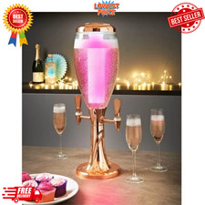 Rose Gold Prosecco Drinks Dispenser With Led Cooler Party Events Table Décor 3L