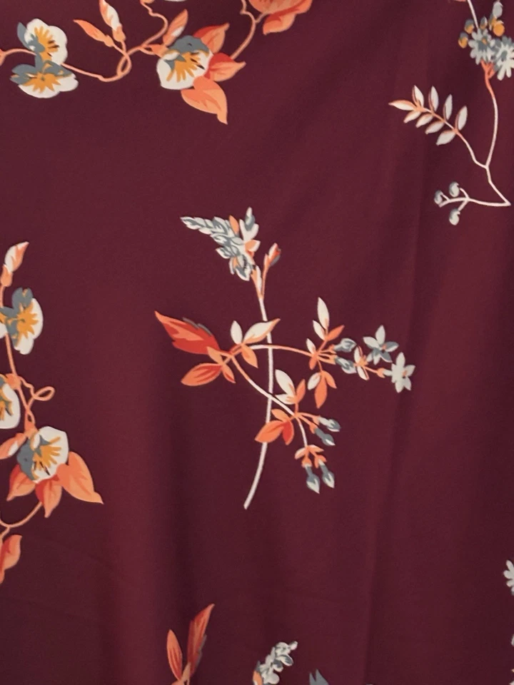 Falda sin Mangas Ann Taylor Falda Midi Para Mujer Borgoña Floral Hada Fluida Talla M Y2K Foto 4 de 4