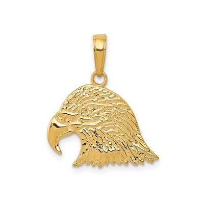14k Gelbgold Adlerkopf Anhänger für Männer Unisex Patriotisches Freiheitssymbol