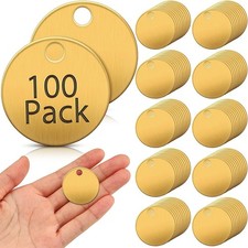100 Pcs 1.25 Inch Solid Brass Tags for Stamping round Brass Key Tags Blanks with