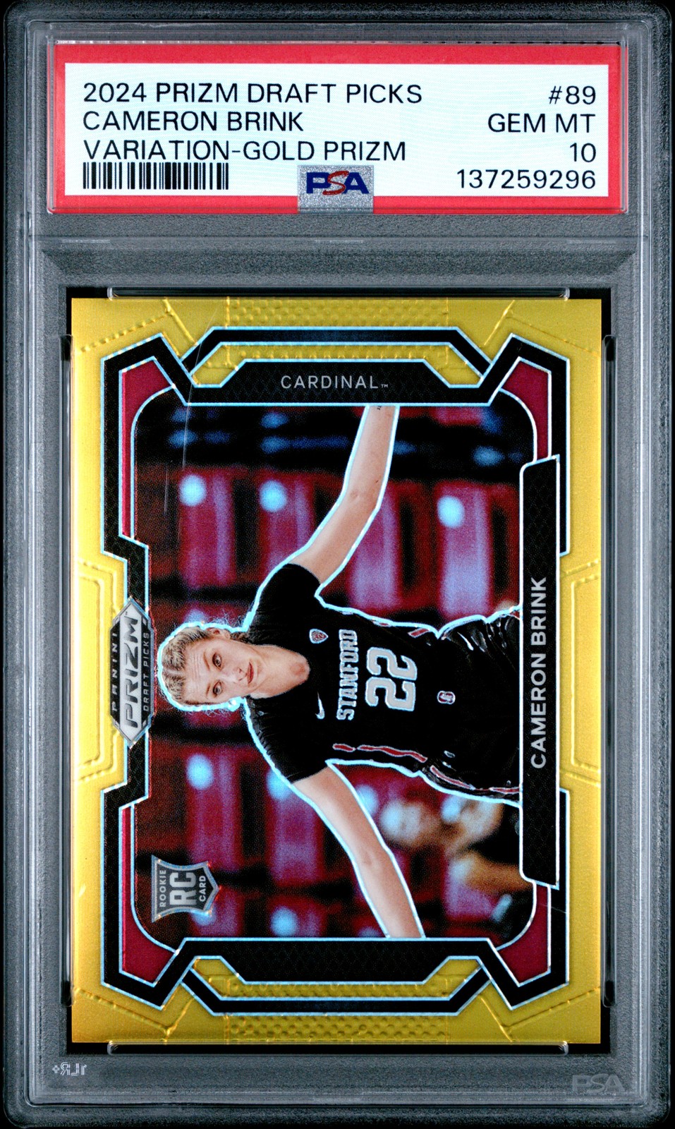 2024 PANINI PRIZM DRAFT PICKS VARIATION-GOLD PRIZM #89 CAMERON BRINK 5/10 PSA 10