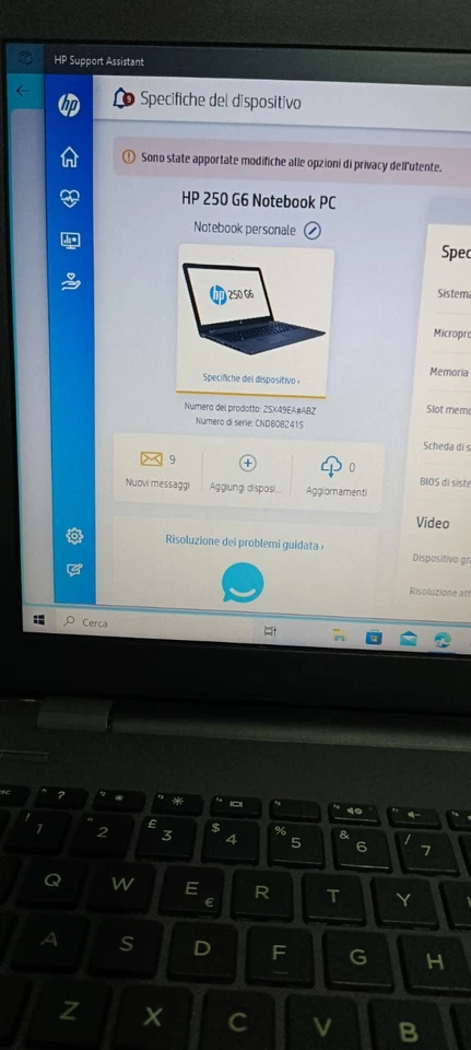 HP 250 G6 15,6'' (Intel Celeron, SSD 500 GB) Notebook - Nero Masterizzatore MP4 - Immagine 2 di 4