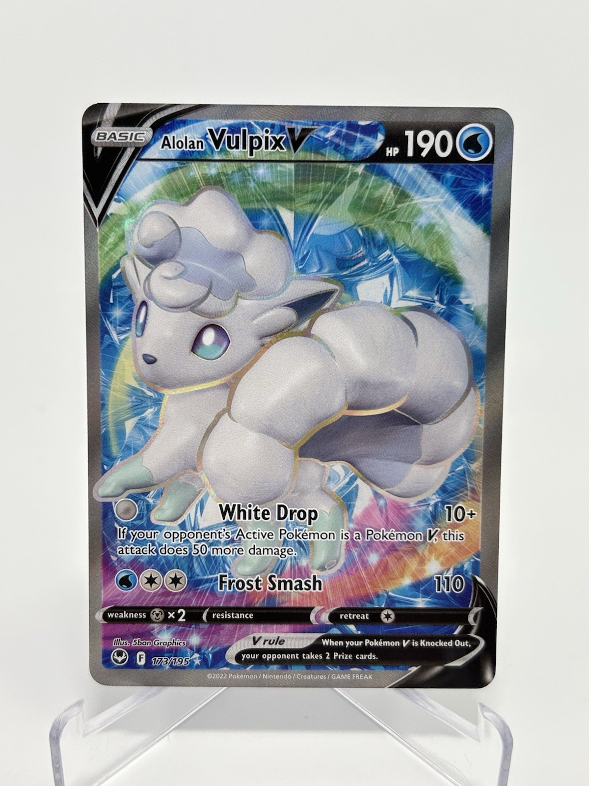 ALOLAN VULPIX V 173/195 | Silver Tempest | Full Art | Pokemon TCG NM/M