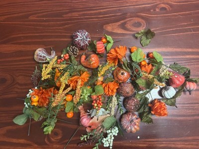 Bag of Assorted Artificial Fall Floral Harvest Leaves, Flowers & Gourds