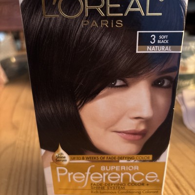 L'OREAL PARIS SUPERIOR PREFERENCE PERMANENT HAIR COLOR, 3 SOFT BLACK *DM