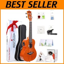 Mahogany Concert Ukulele with EQ, Gig Bag, Beginner Kit