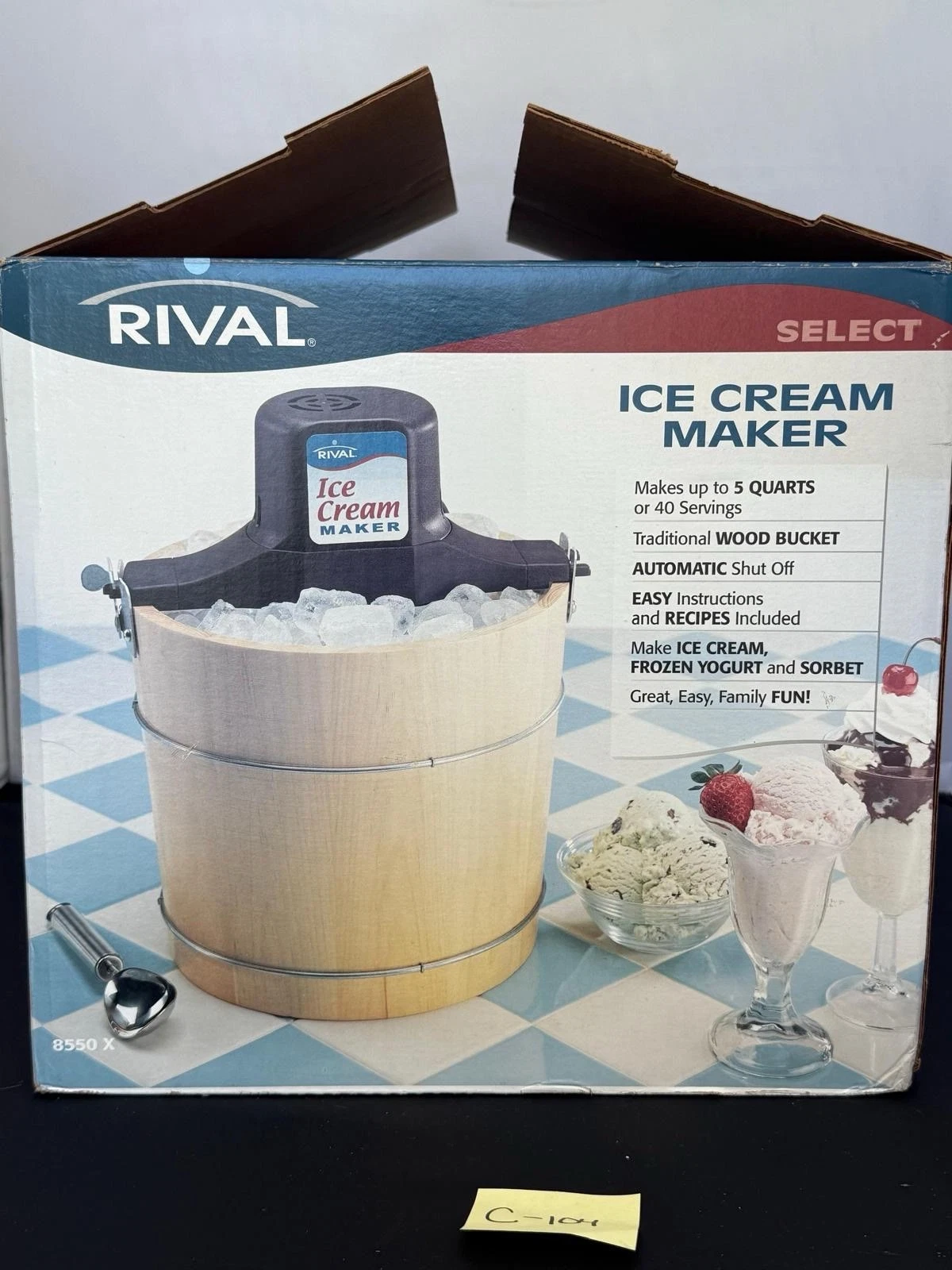 Rival Ice Cream Maker Select 8550 X 5 QT 40 Servings Machine Wood Bucket EUC
