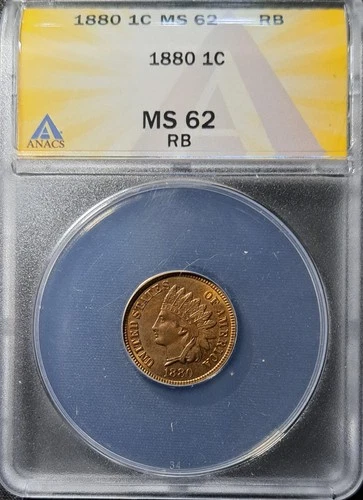 1880 indian head penny cent MS-62 RB