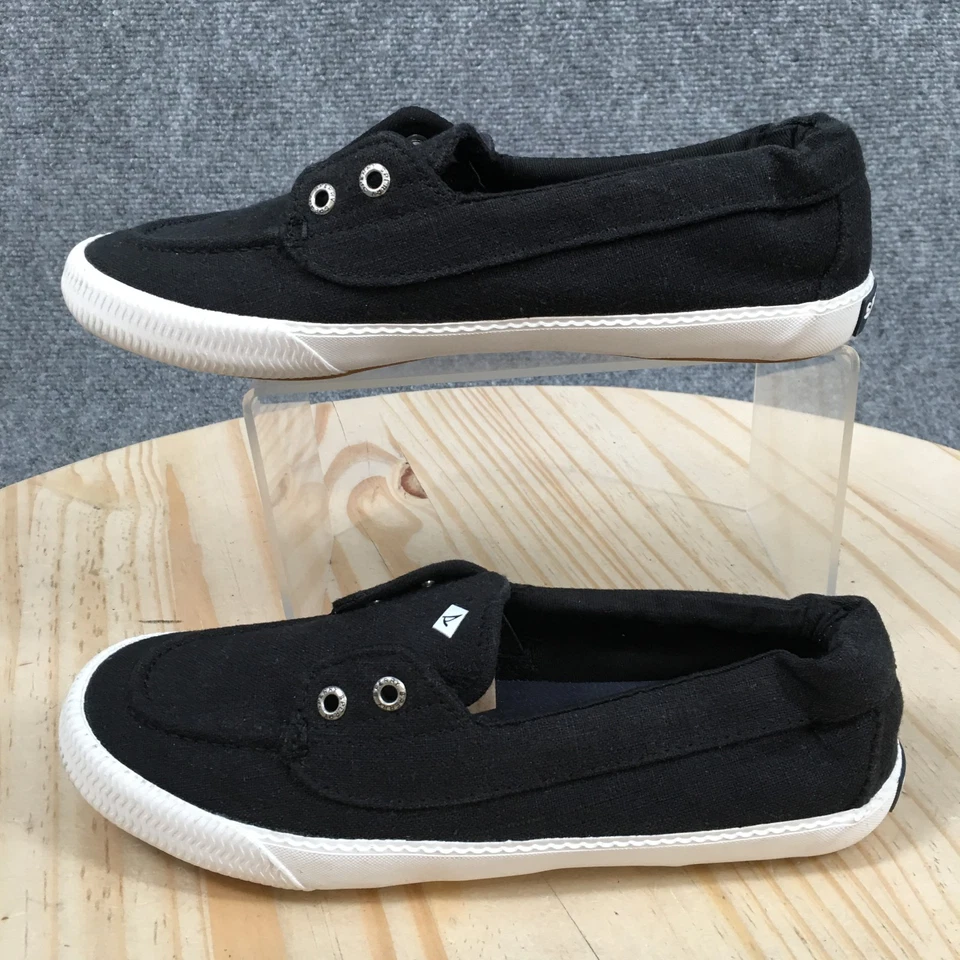 Zapatos Sperry Top Sider para mujer 6 Lounge Away 2 barco negros con cordones informales STS86548 Foto 2 de 4