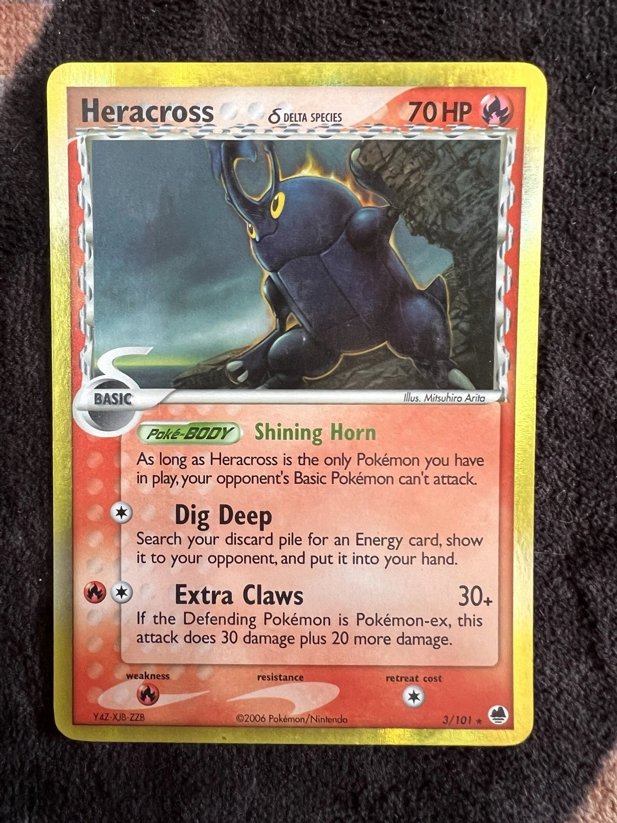 Pokémon TCG Heracross Delta Species 3/101 EX  Dragon Frontiers Holo Rare 2006