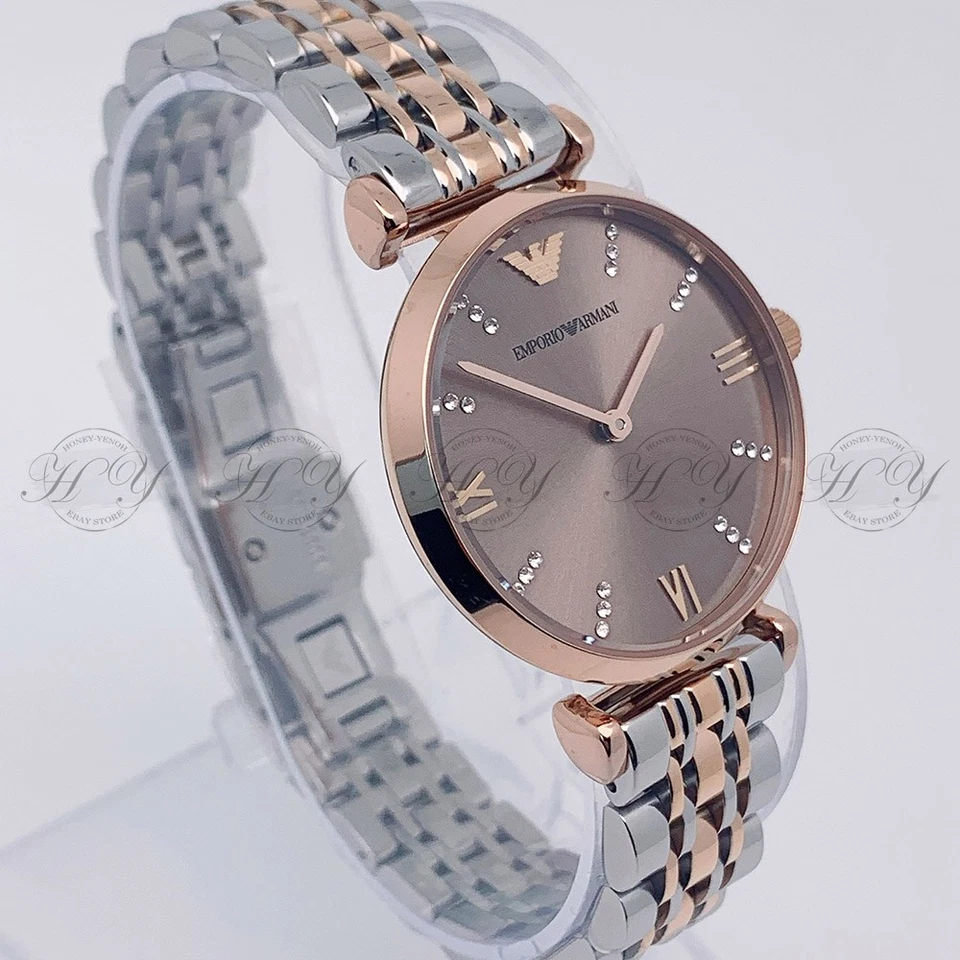 New In Box Emporio Armani AR1840 Two Tone Gianni Stainless Steel Ladies Watch - image 2 of 4