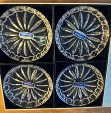 Gorham Full Lead Crystal Glass 3.75&rdquo; Coasters Set of 4 - Flower Cut~Original Box