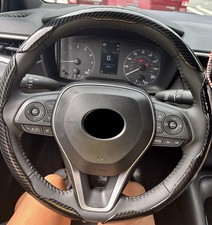 Universal For Vw Glossy Carbon Fiber Steering Wheel Cover Non-slip Protector Kit