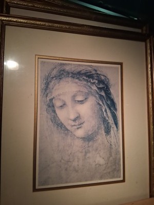 Exquisite Gold Framed Greco-Roman Art Print of Beautiful Elegant Woman 16''x19'' A