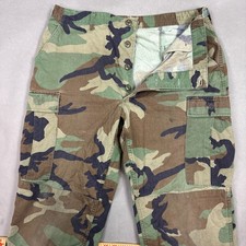 Vintage US Military Pants Mens Large Long Camo Woodland Cargo Trouser 38x34